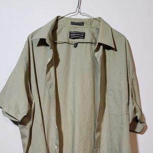 David Taylor XL Khaki Short-Sleeve Dress Shirt